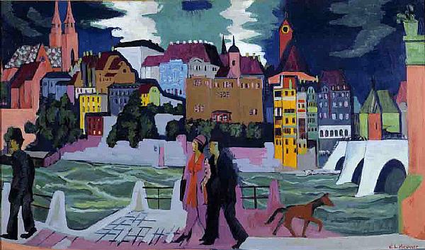 Ernst Ludwig Kirchner View of Basel and the Rhine Germany oil painting art